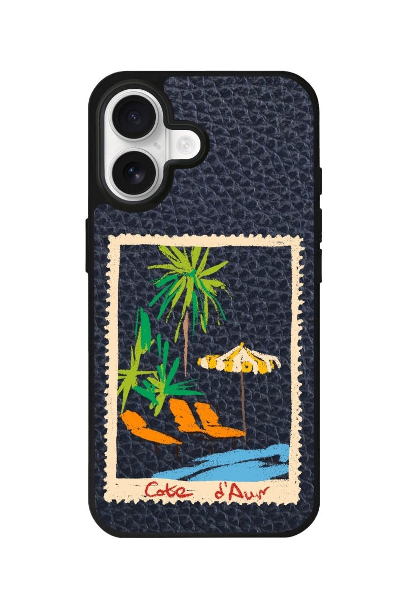 iPhone Postcard Leather Deri Telefon Kılıfı Pasifik Mavi - Sumthincs