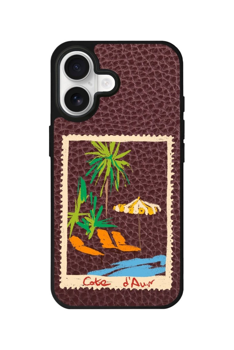 iPhone Postcard Leather Deri Telefon Kılıfı Bordo - Sumthincs