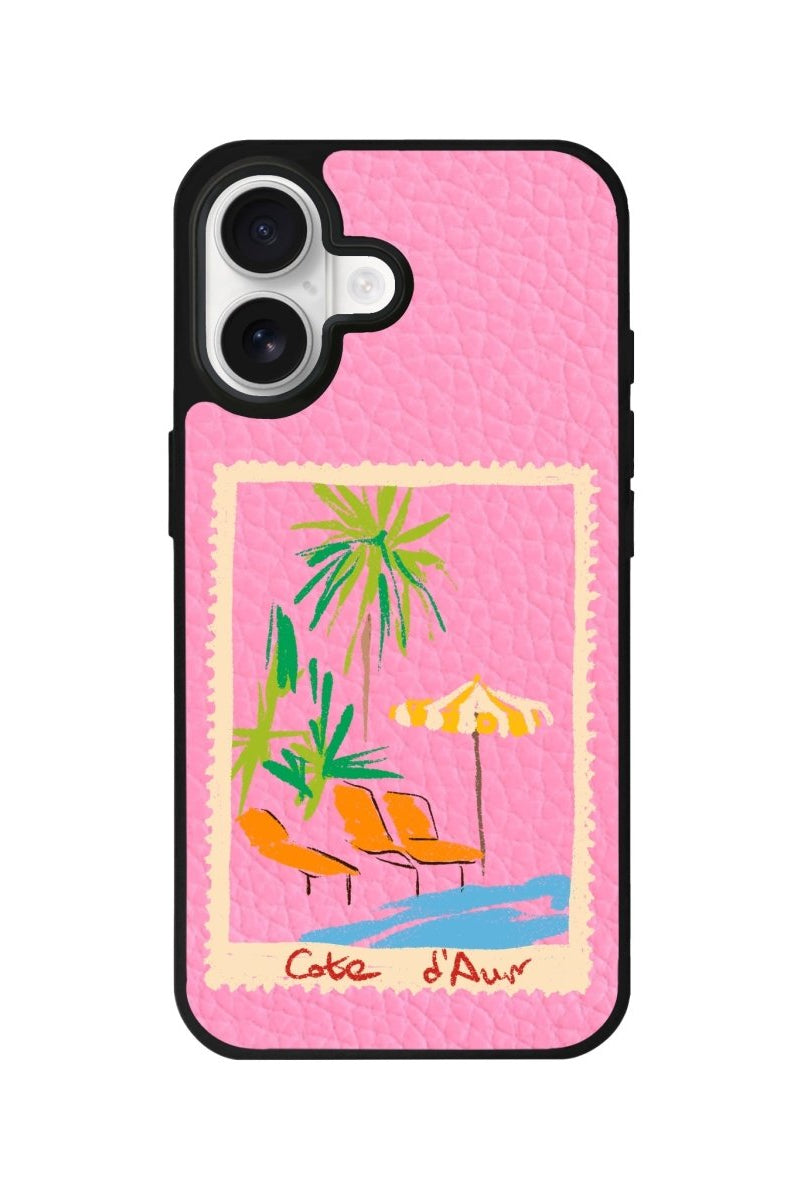 iPhone Postcard Leather Deri Telefon Kılıfı Pembe - Sumthincs
