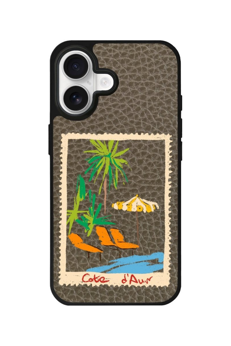 iPhone Postcard Leather Deri Telefon Kılıfı Haki - Sumthincs