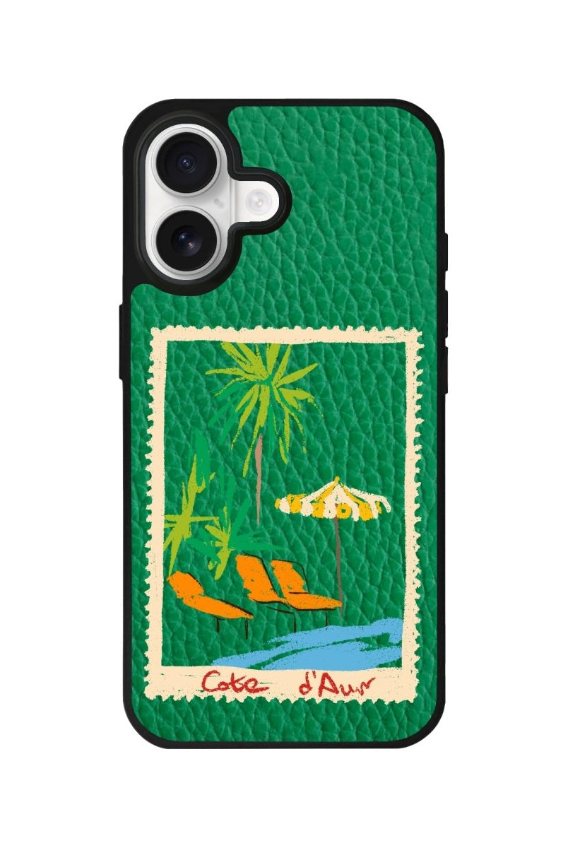 iPhone Postcard Leather Deri Telefon Kılıfı Yeşil - Sumthincs