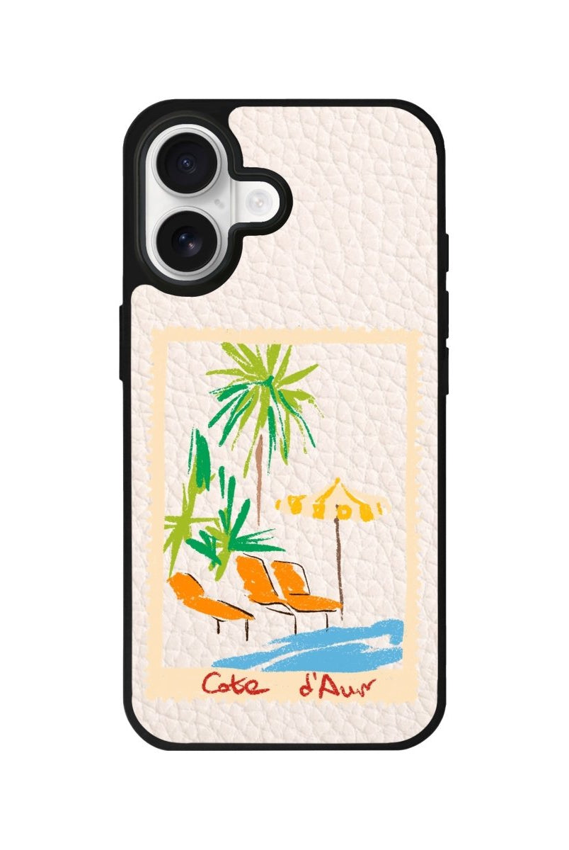 iPhone Postcard Leather Deri Telefon Kılıfı Bej - Sumthincs