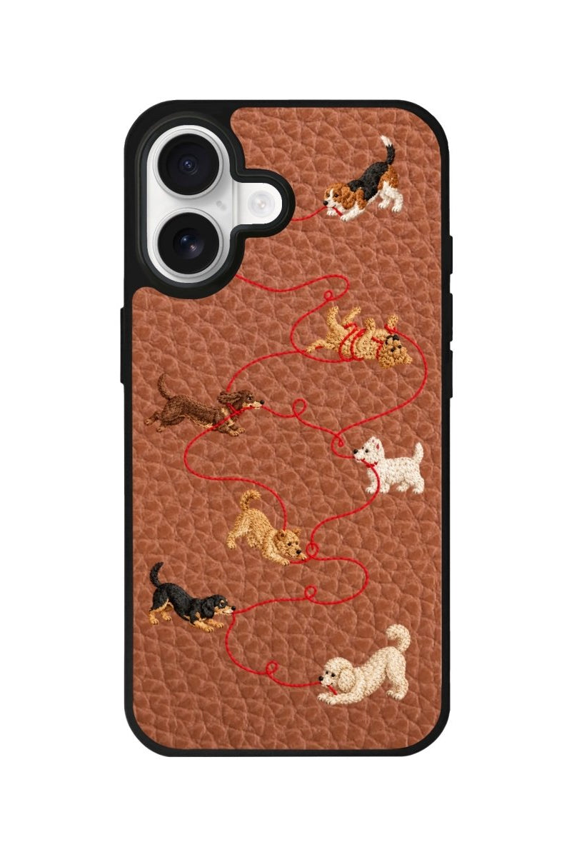 iPhone Puppy Leather Deri Telefon Kılıfı Kahverengi - Sumthincs