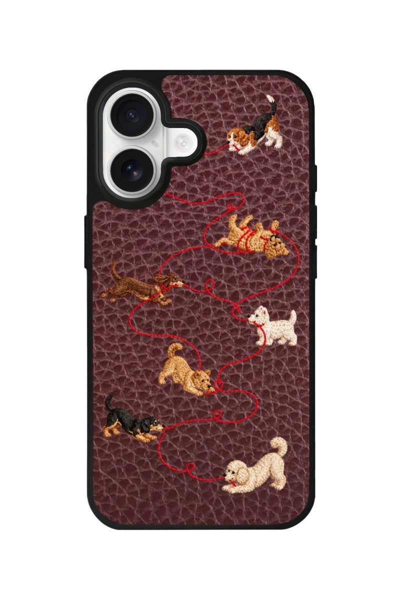 iPhone Puppy Leather Deri Telefon Kılıfı Bordo - Sumthincs