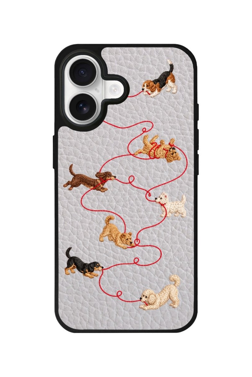 iPhone Puppy Leather Deri Telefon Kılıfı Gri - Sumthincs