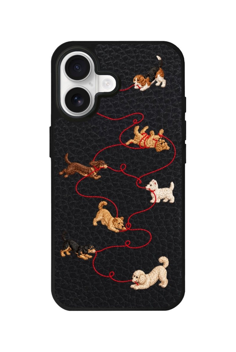 iPhone Puppy Leather Deri Telefon Kılıfı Siyah - Sumthincs