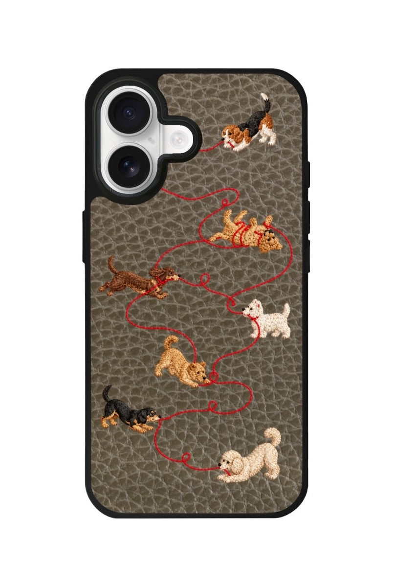 iPhone Puppy Leather Deri Telefon Kılıfı Haki - Sumthincs