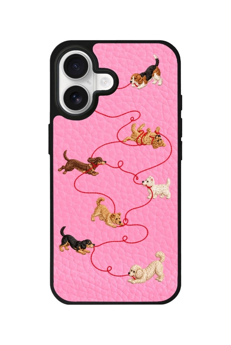 iPhone Puppy Leather Deri Telefon Kılıfı Pembe - Sumthincs