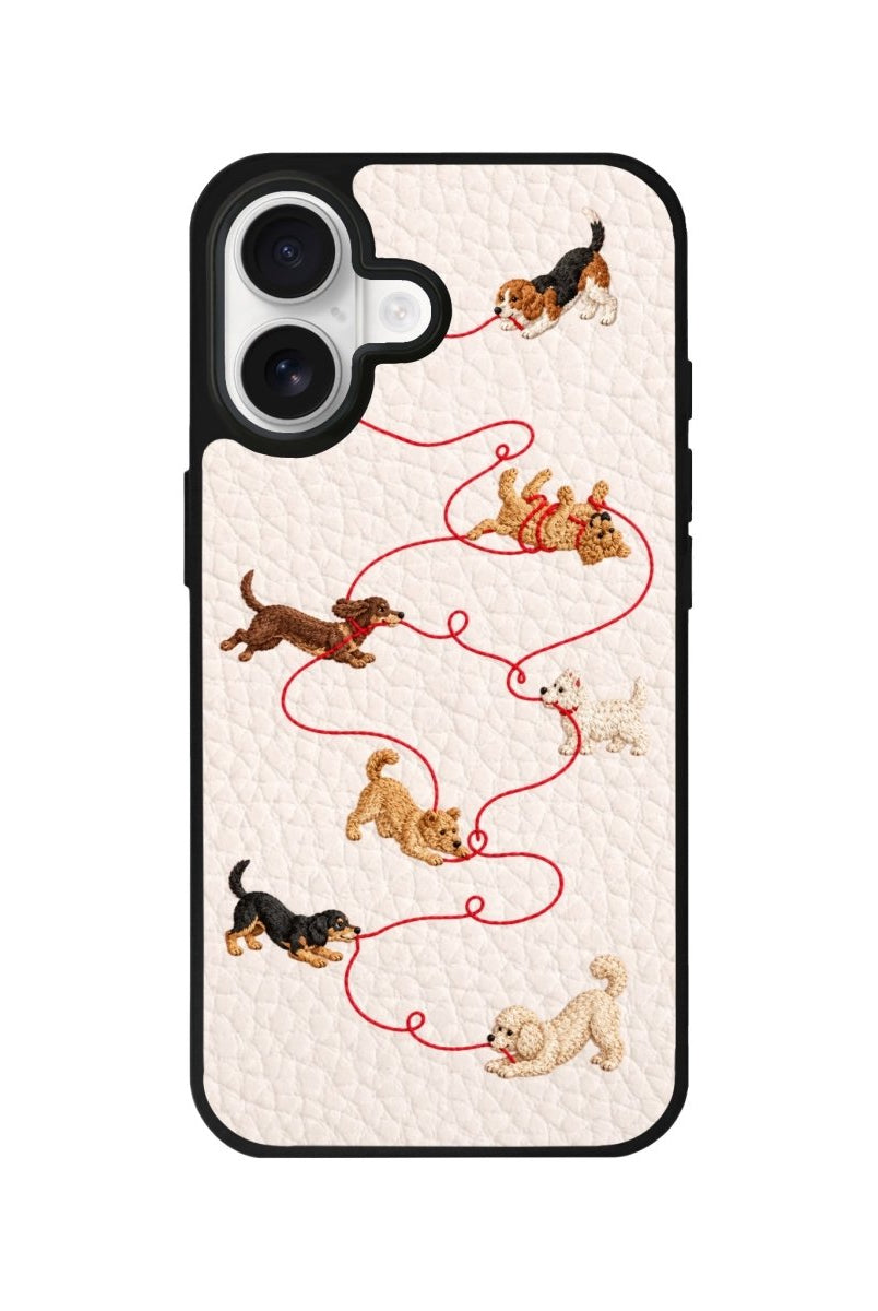 iPhone Puppy Leather Deri Telefon Kılıfı Bej - Sumthincs