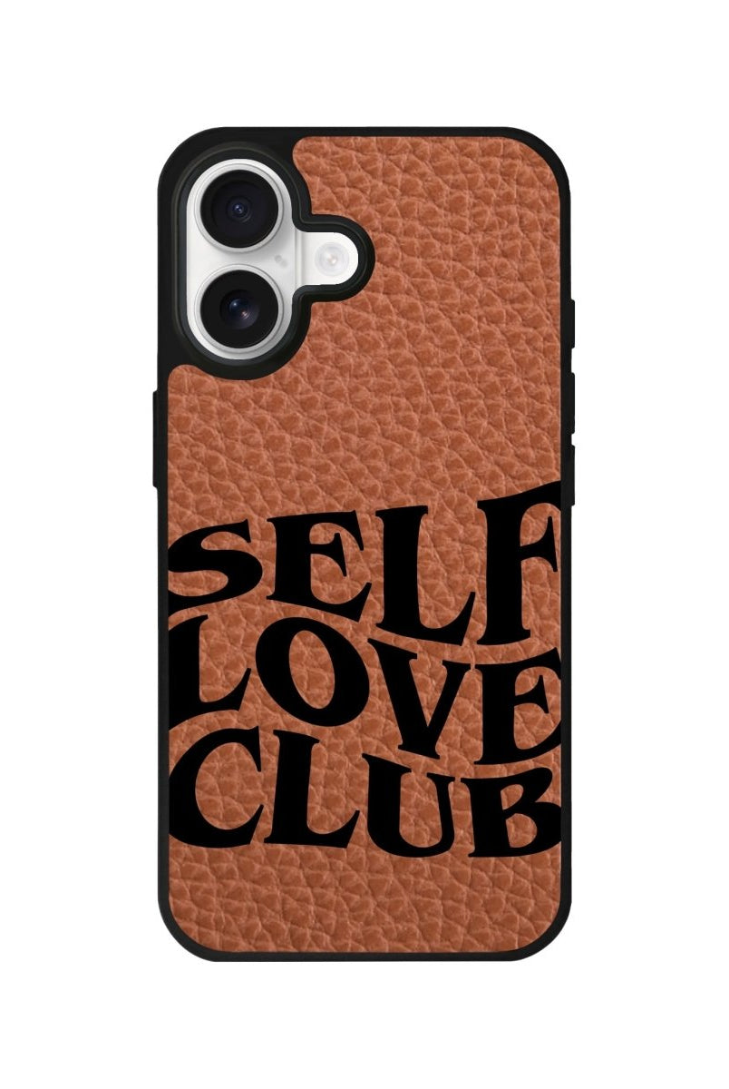 iPhone Self Love Club Leather Deri Telefon Kılıfı Kahverengi - Sumthincs