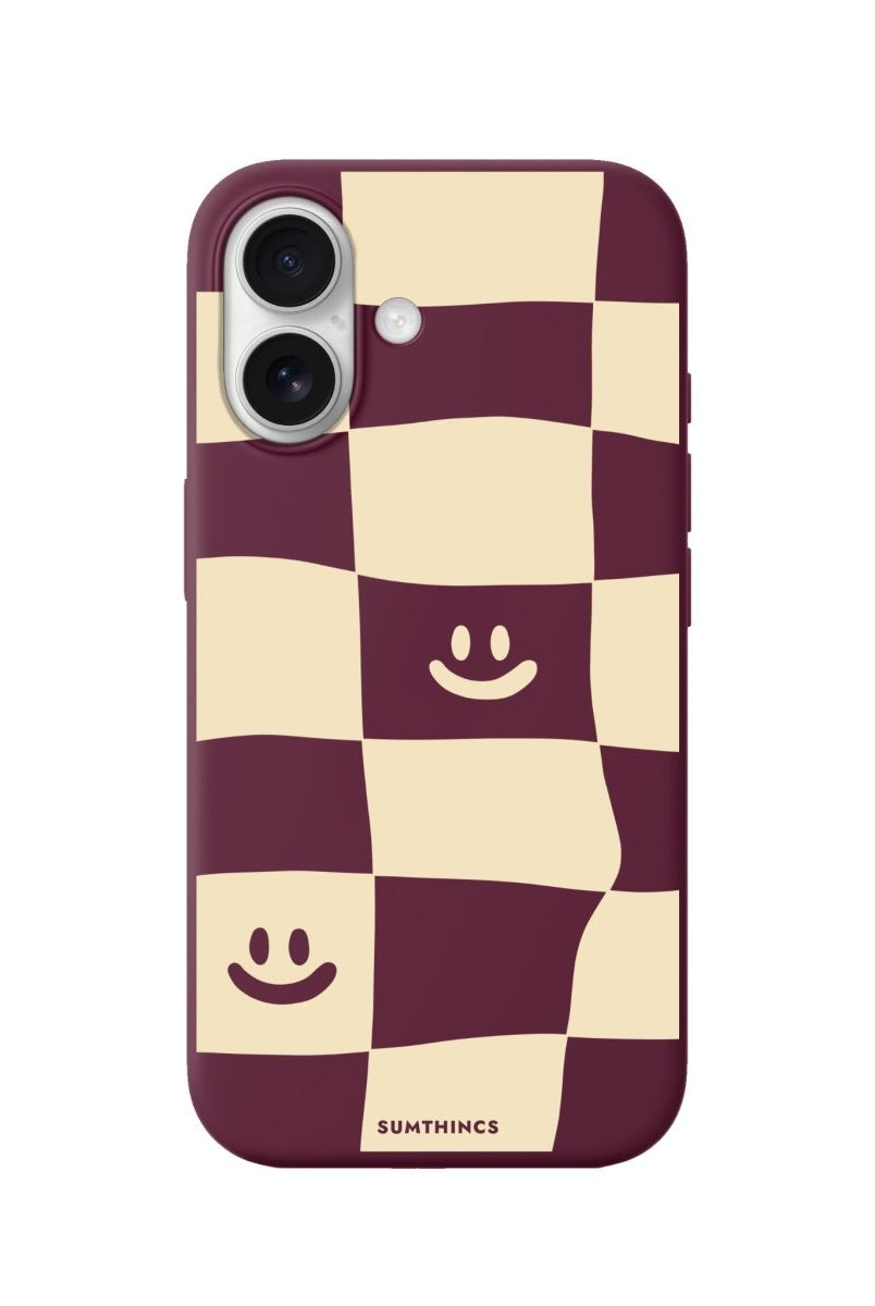 iPhone Smiling Check Premium Telefon Kılıfı Bordo - Sumthincs