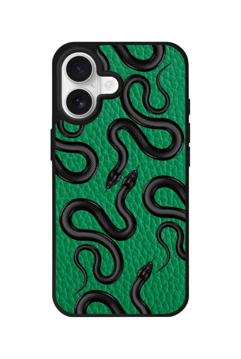 iPhone Snakes Leather Deri Telefon Kılıfı Yeşil - Sumthincs