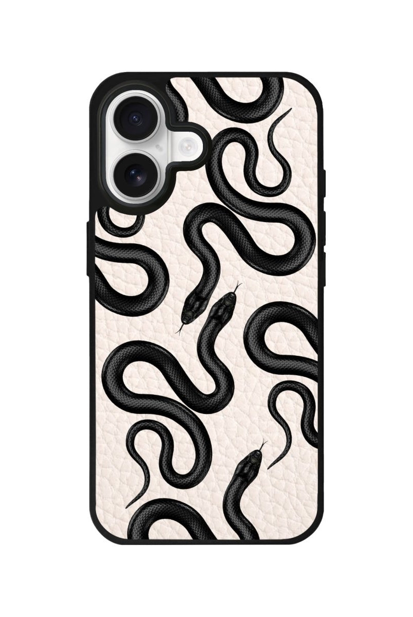 iPhone Snakes Leather Deri Telefon Kılıfı Bej - Sumthincs