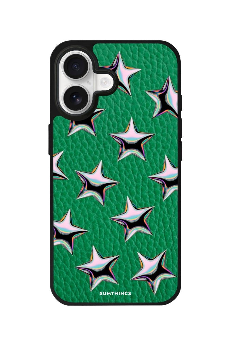 iPhone Stars Leather Deri Telefon Kılıfı Yeşil - Sumthincs