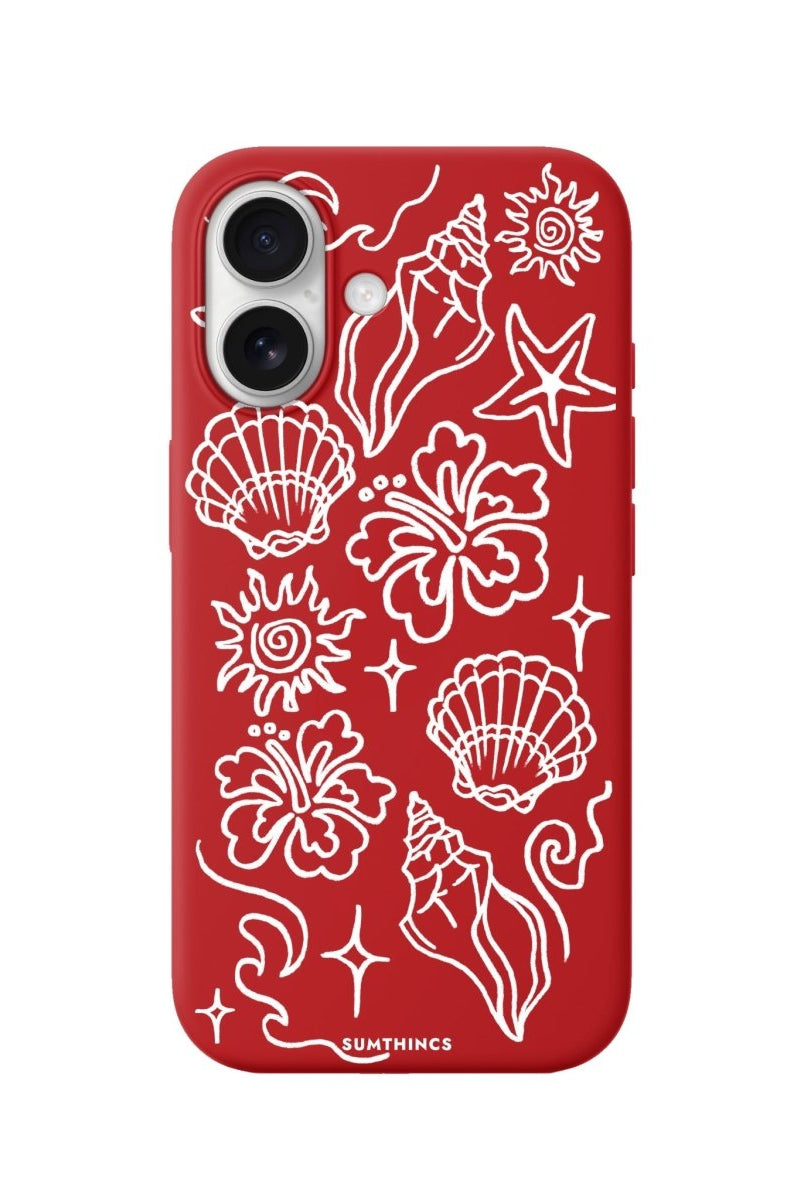 iPhone Summer Sketch Premium Telefon Kılıfı Kırmızı - Sumthincs
