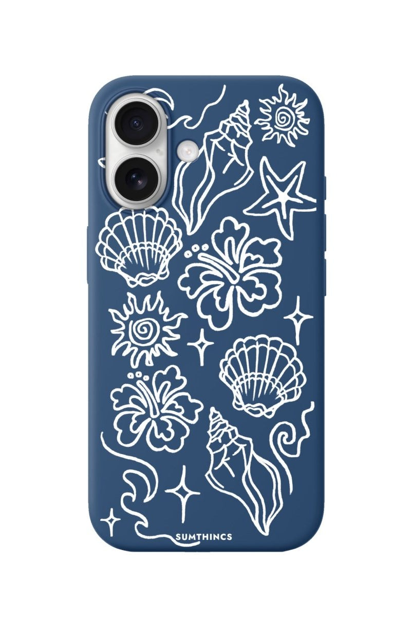 iPhone Summer Sketch Premium Telefon Kılıfı Pasifik Mavi - Sumthincs
