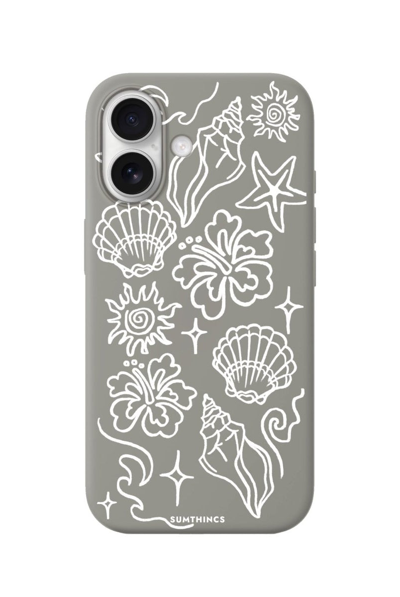 iPhone Summer Sketch Premium Telefon Kılıfı Gri - Sumthincs