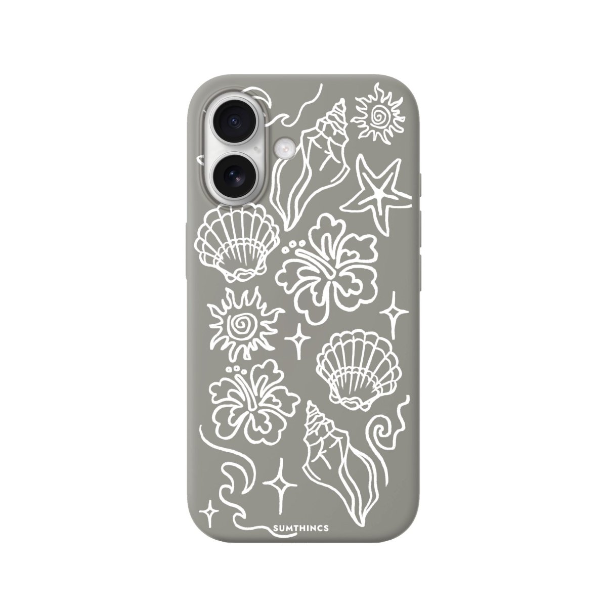 iPhone Summer Sketch Premium Telefon Kılıfı Gri - Sumthincs