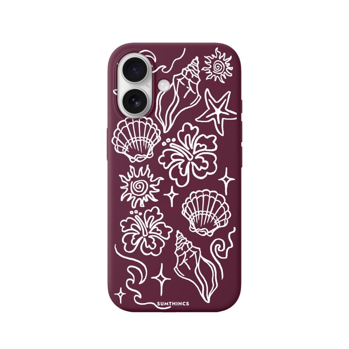 iPhone Summer Sketch Premium Telefon Kılıfı Bordo - Sumthincs
