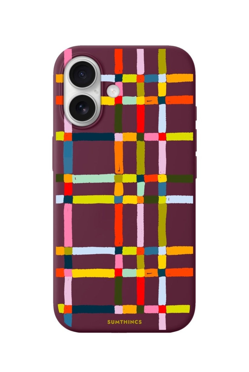 iPhone Sunny Stripes Premium Telefon Kılıfı Bordo - Sumthincs