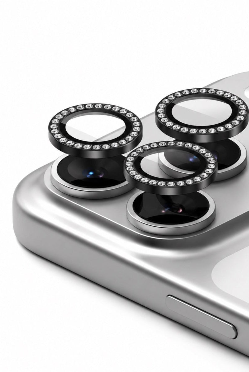 iPhone Taşlı Kamera Lens Koruyucu Siyah - Sumthincs