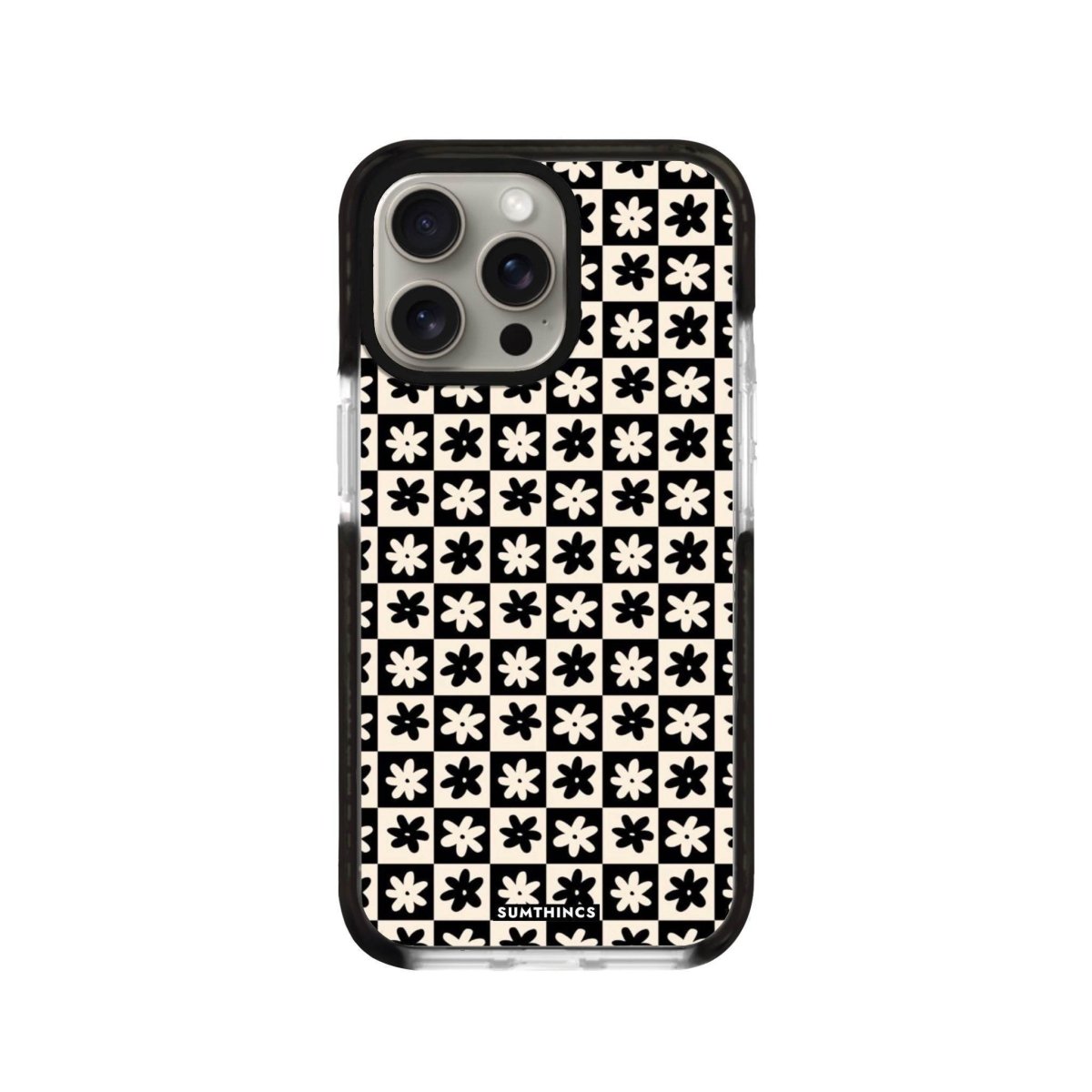 iPhone XR Check Flowers Procase Şeffaf Telefon Kılıfı Siyah Şeffaf - SUMTHINCS