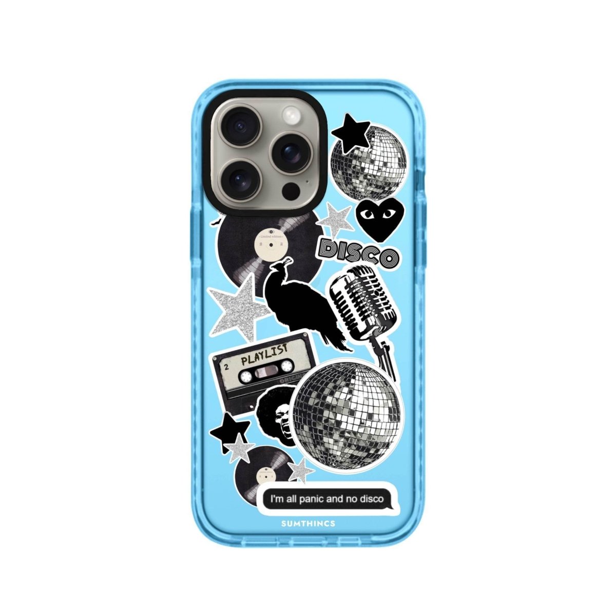 iPhone XR Disco Stickers Procase Şeffaf Telefon Kılıfı Mavi - SUMTHINCS