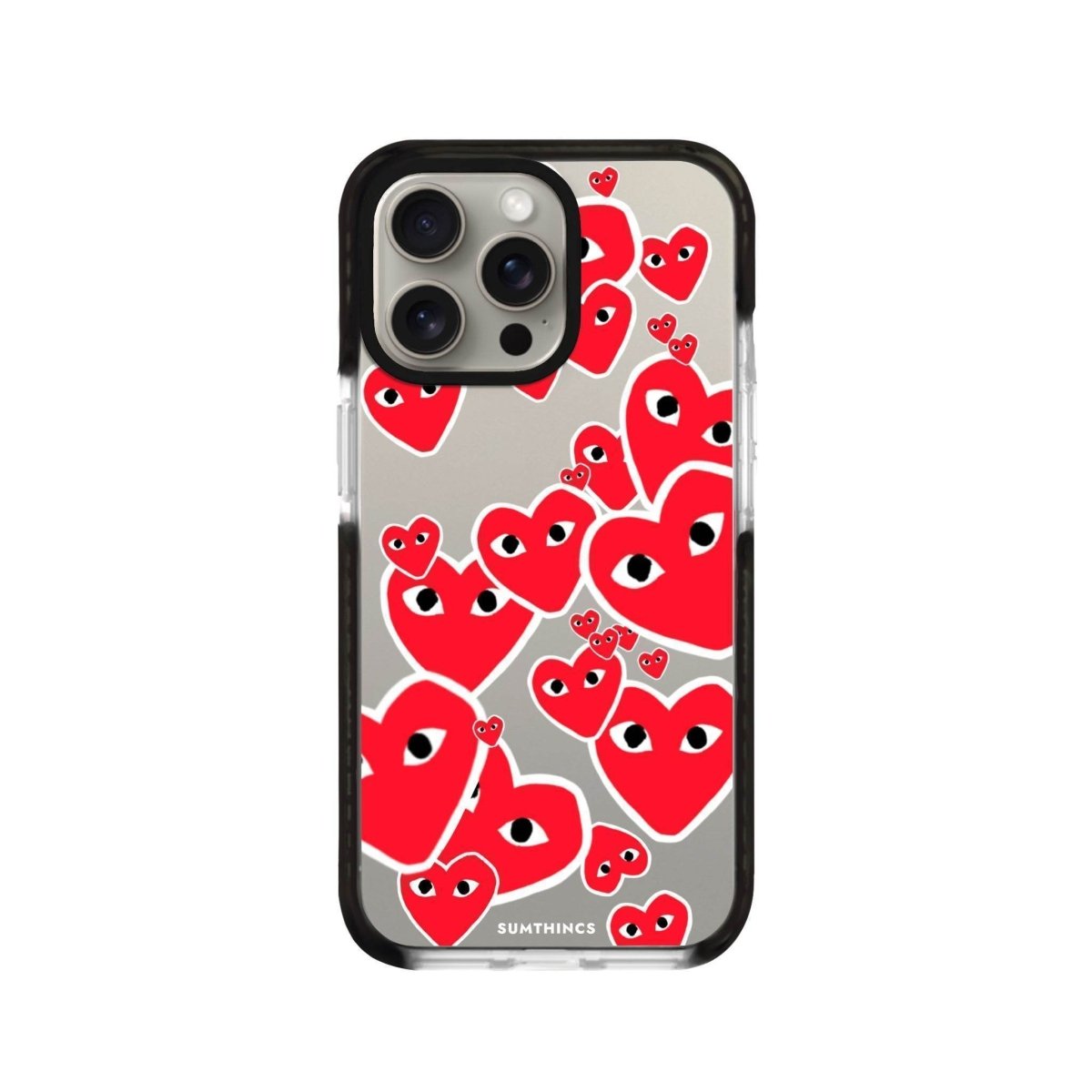 iPhone XR Hearts Procase Şeffaf Telefon Kılıfı Siyah Şeffaf - SUMTHINCS
