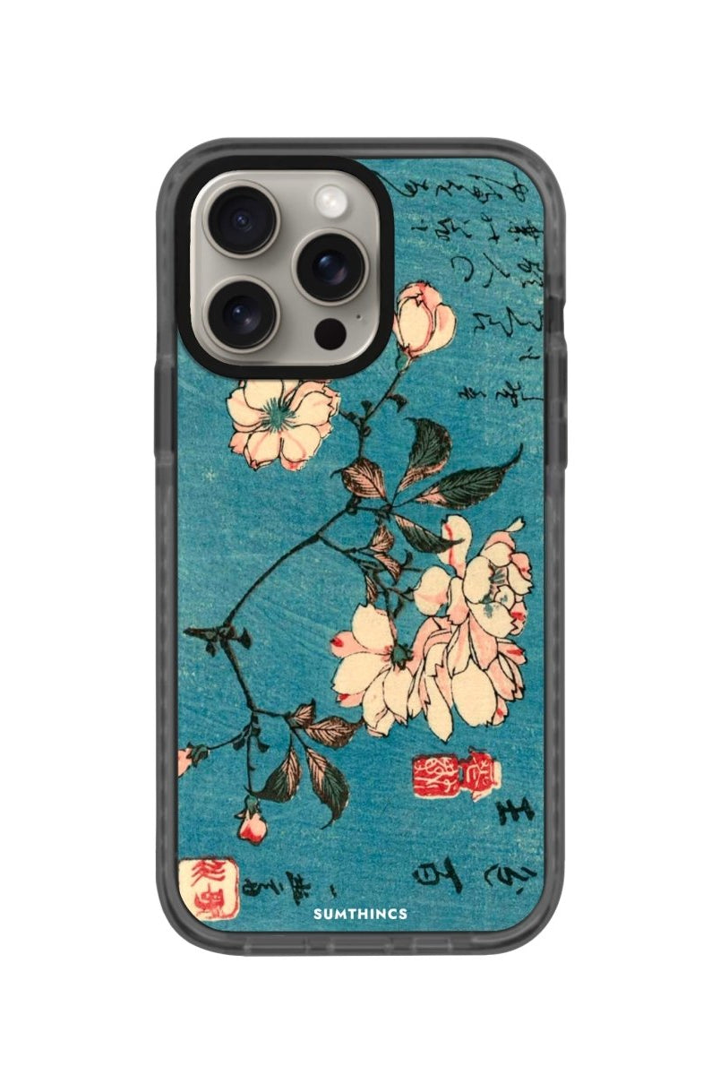 iPhone XR Vintage Sakura Procase Şeffaf Telefon Kılıfı Antrasit - SUMTHINCS