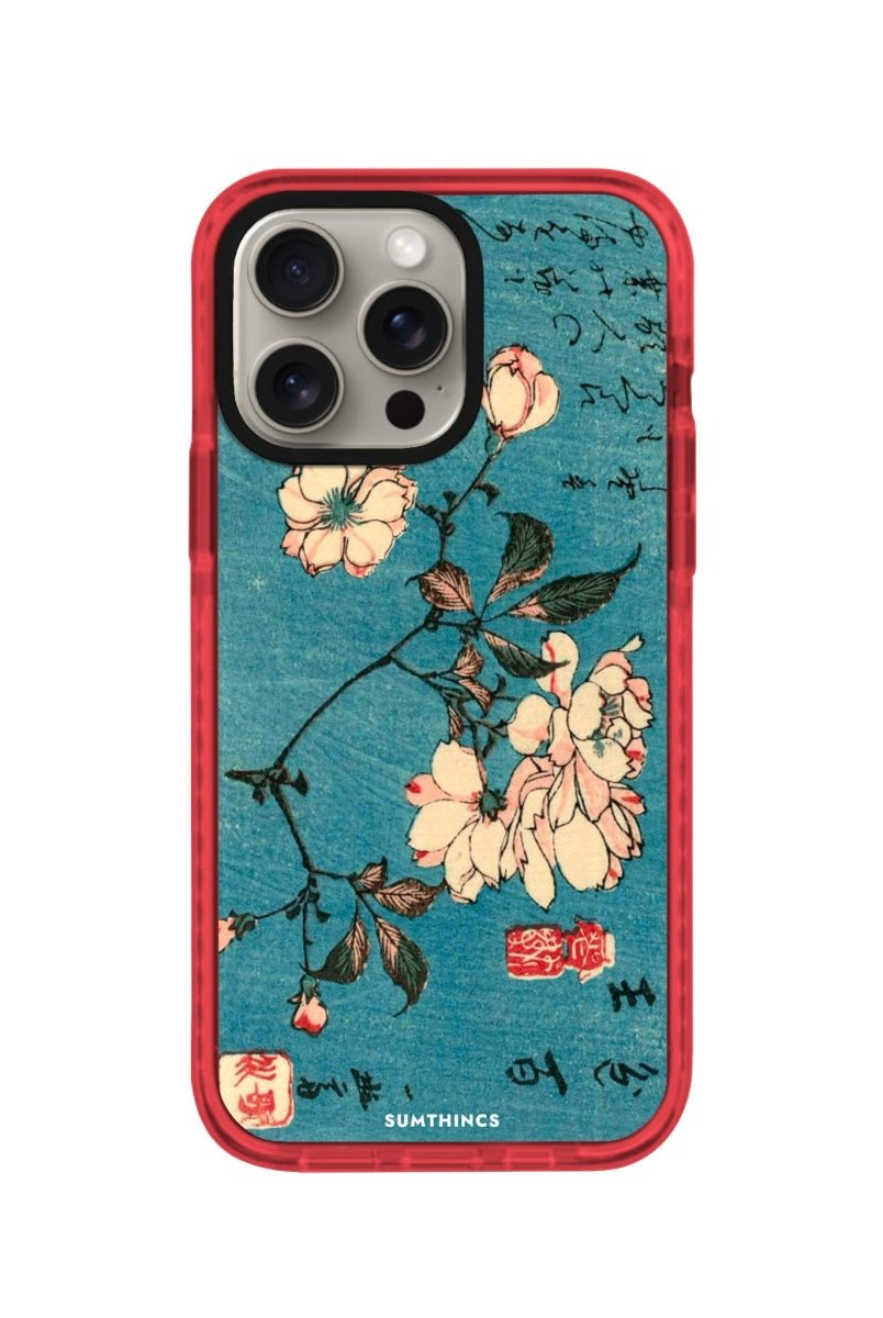 iPhone XR Vintage Sakura Procase Şeffaf Telefon Kılıfı Kırmızı - SUMTHINCS