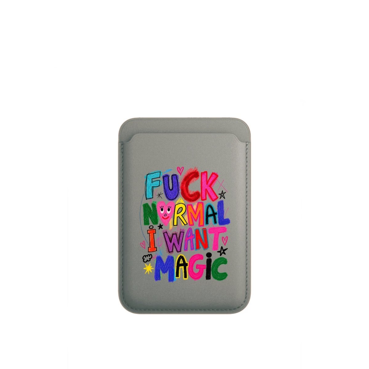 Magic MagSafe Deri Cüzdan Wallet Gri - Sumthincs