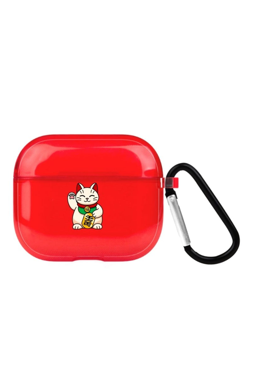 Maneki Neko AirPods 3 Şeffaf Silikon Kılıf Kırmızı - SUMTHINCS