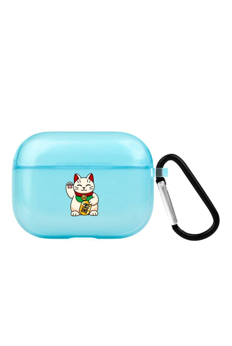 Maneki Neko AirPods Pro 2 Şeffaf Silikon Kılıf Mavi - SUMTHINCS