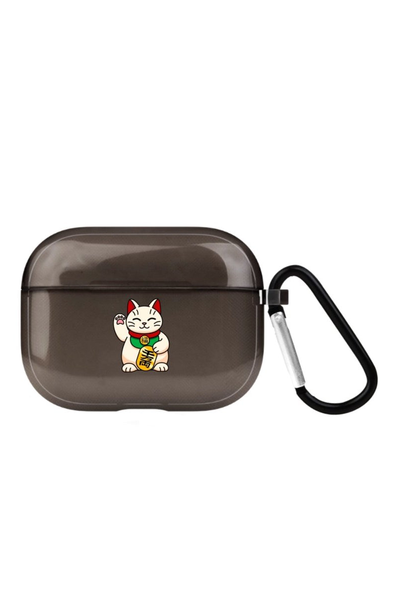 Maneki Neko AirPods Pro 2 Şeffaf Silikon Kılıf Siyah - SUMTHINCS