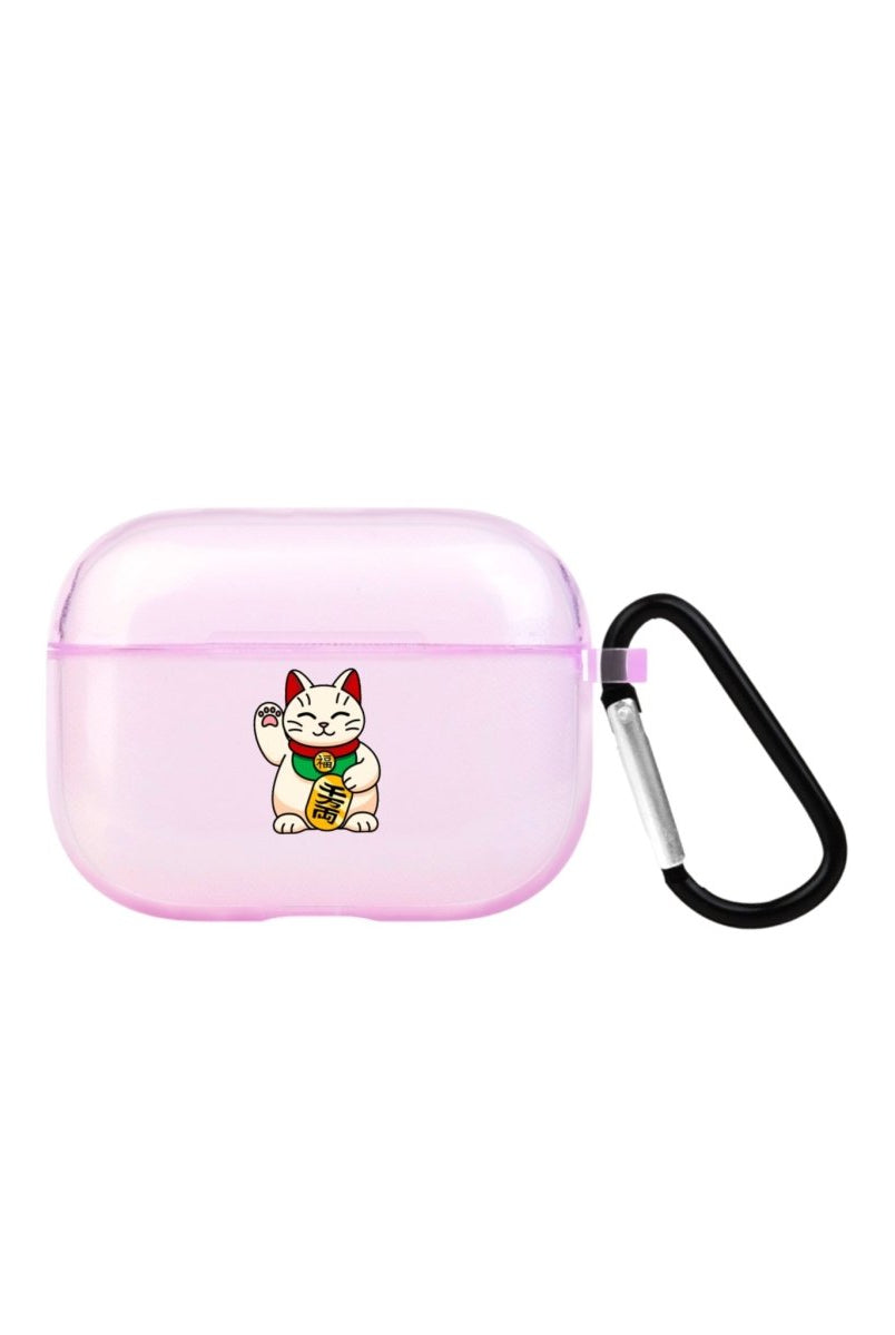 Maneki Neko AirPods Pro 2 Şeffaf Silikon Kılıf Lila - SUMTHINCS