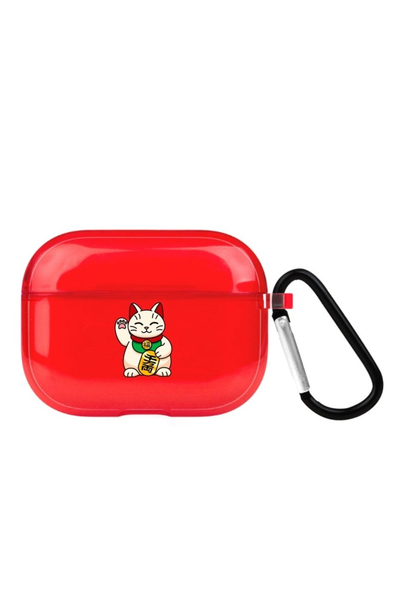 Maneki Neko AirPods Pro 2 Şeffaf Silikon Kılıf Kırmızı - SUMTHINCS