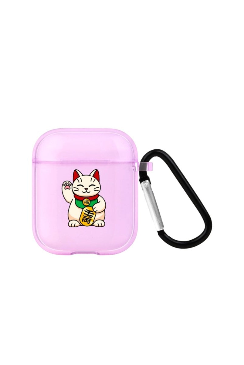 Maneki Neko AirPods Şeffaf Silikon Kılıf Lila - SUMTHINCS