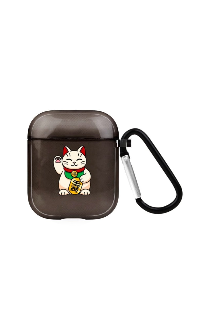 Maneki Neko AirPods Şeffaf Silikon Kılıf Siyah - SUMTHINCS