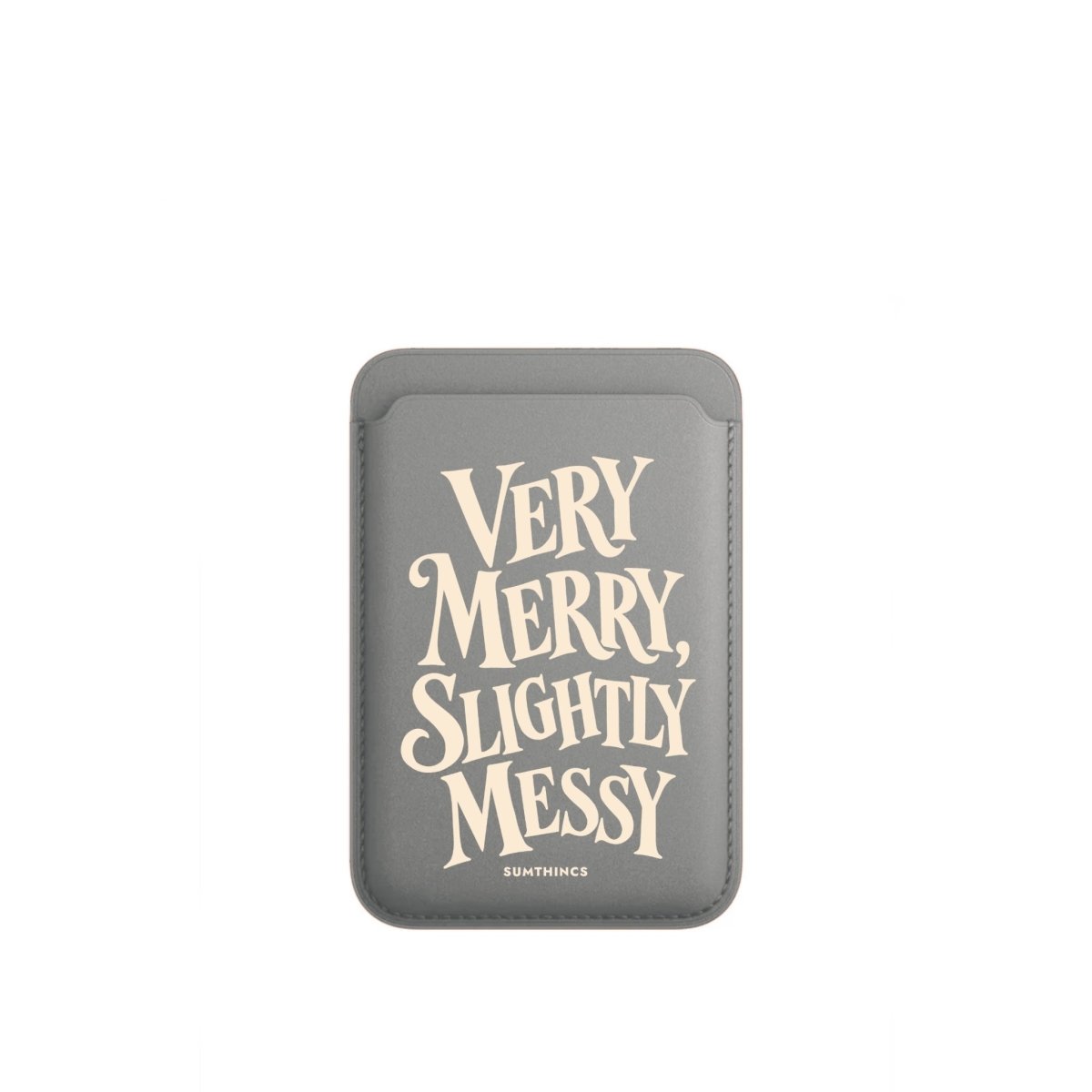 Messy MagSafe Deri Cüzdan Wallet Gri - Sumthincs