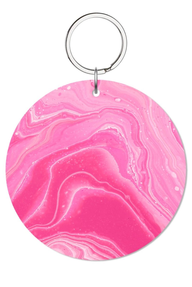 Pink Marble Glossy Yuvarlak Anahtarlık - SUMTHINCS