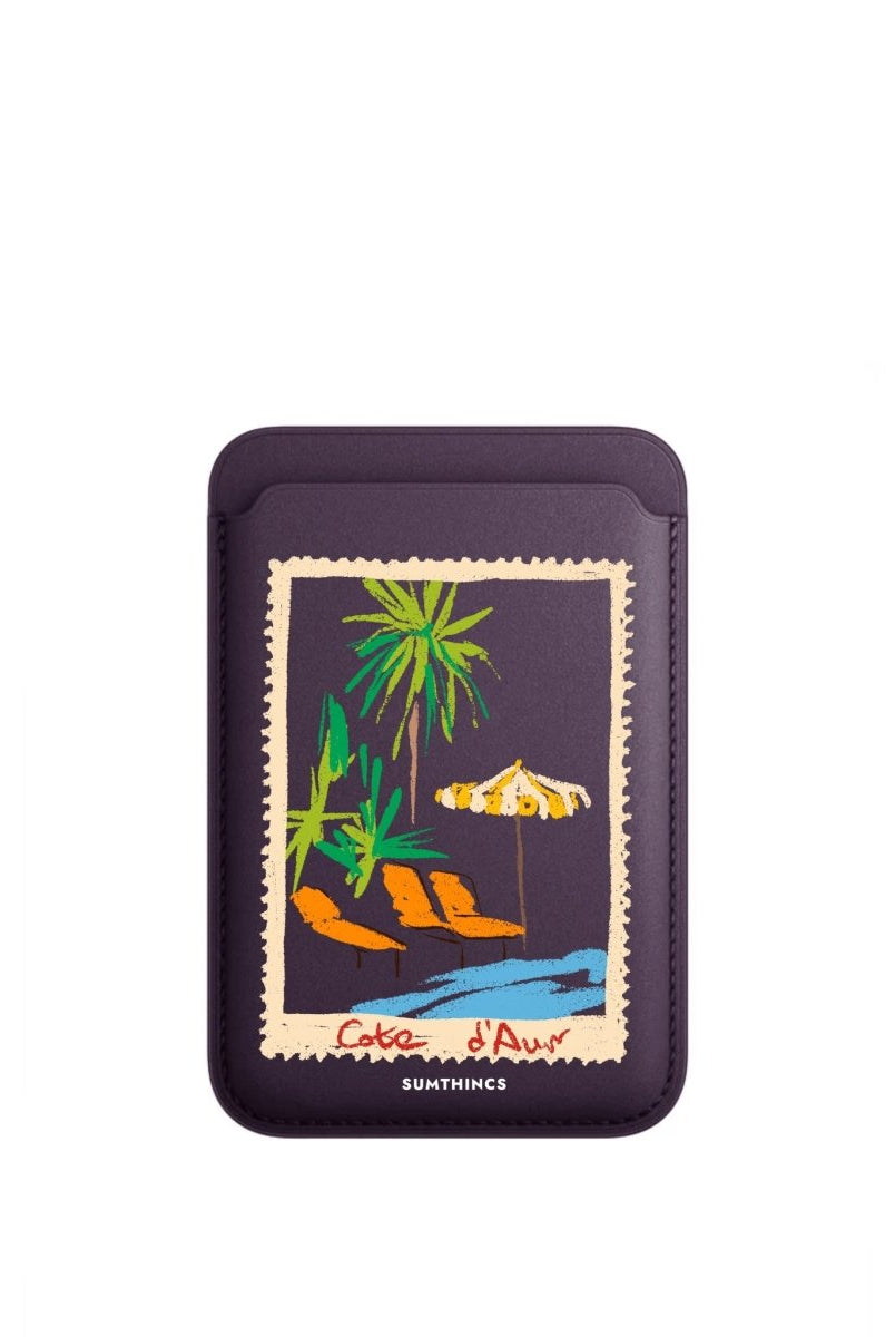 Postcard MagSafe Deri Cüzdan Wallet Mor - Sumthincs
