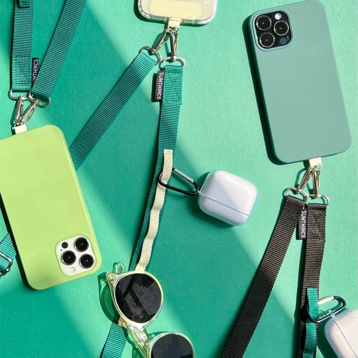 Red and Sand Pink Utility Hoop Strap Telefon Boyun Askısı - SUMTHINCS