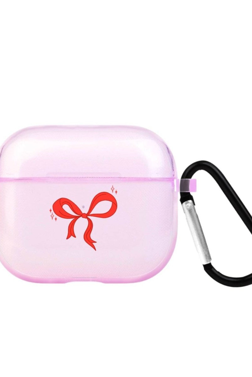 Red Bow AirPods 3 Şeffaf Silikon Kılıf Lila - SUMTHINCS