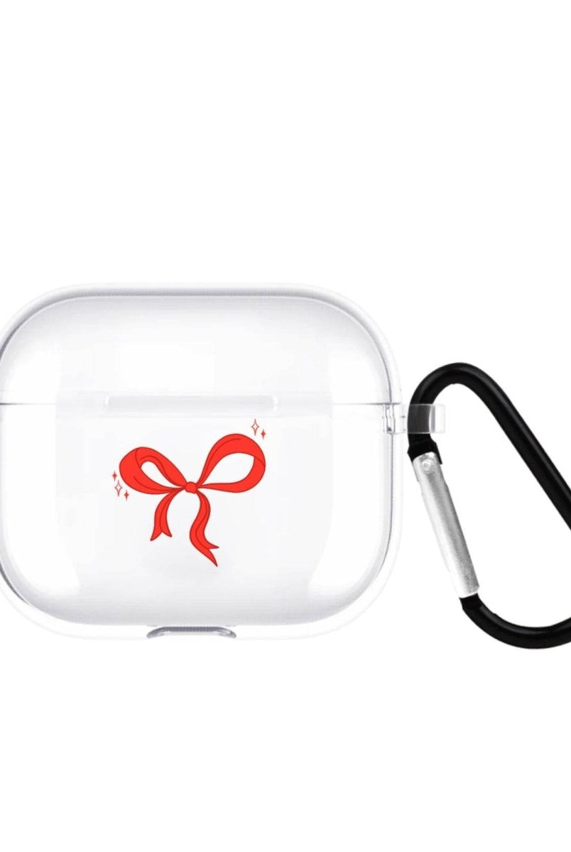 Red Bow AirPods 3 Şeffaf Silikon Kılıf Beyaz Şeffaf - SUMTHINCS