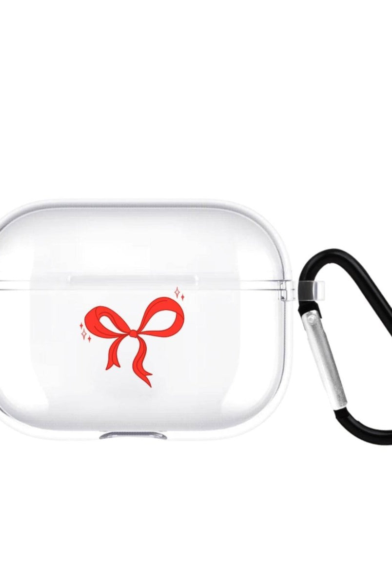 Red Bow AirPods Pro Şeffaf Silikon Kılıf Beyaz Şeffaf - SUMTHINCS