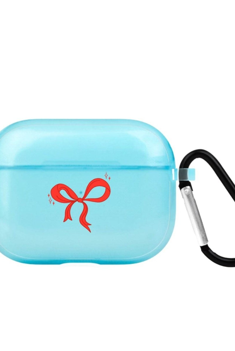 Red Bow AirPods Pro Şeffaf Silikon Kılıf Mavi - SUMTHINCS