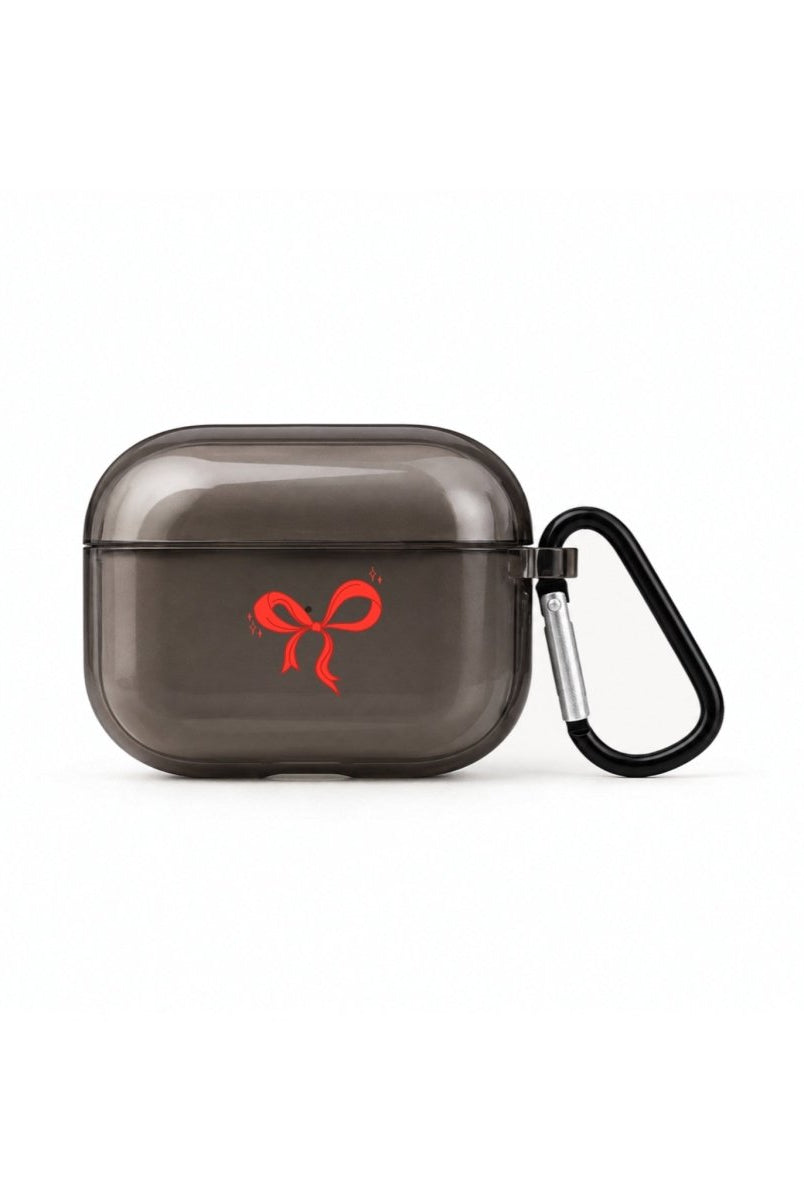Red Bow AirPods Pro Şeffaf Silikon Kılıf Siyah - Sumthincs
