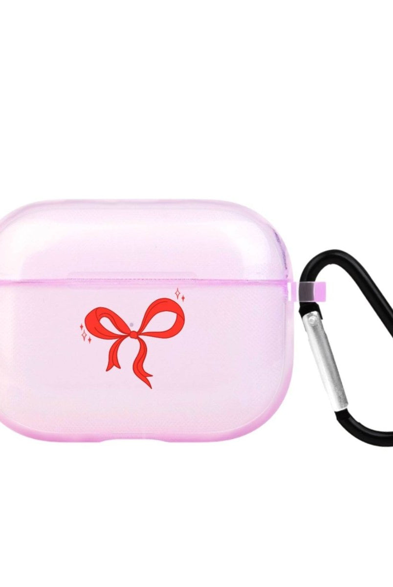 Red Bow AirPods Pro Şeffaf Silikon Kılıf Lila - SUMTHINCS