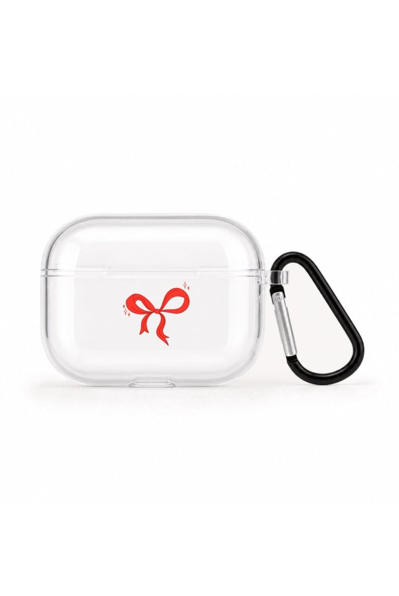 Red Bow AirPods Pro Şeffaf Silikon Kılıf Beyaz Şeffaf - Sumthincs