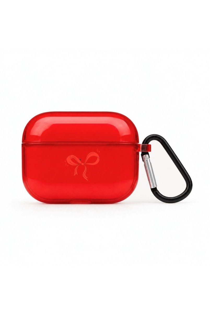 Red Bow AirPods Pro Şeffaf Silikon Kılıf Kırmızı - Sumthincs